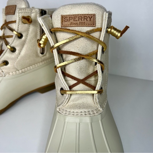 Sperry-Women’s-Saltwater Duck Boot-Size 10-Ivory/Shimmer Gold/Brown-NWOT - Picture 6 of 12
